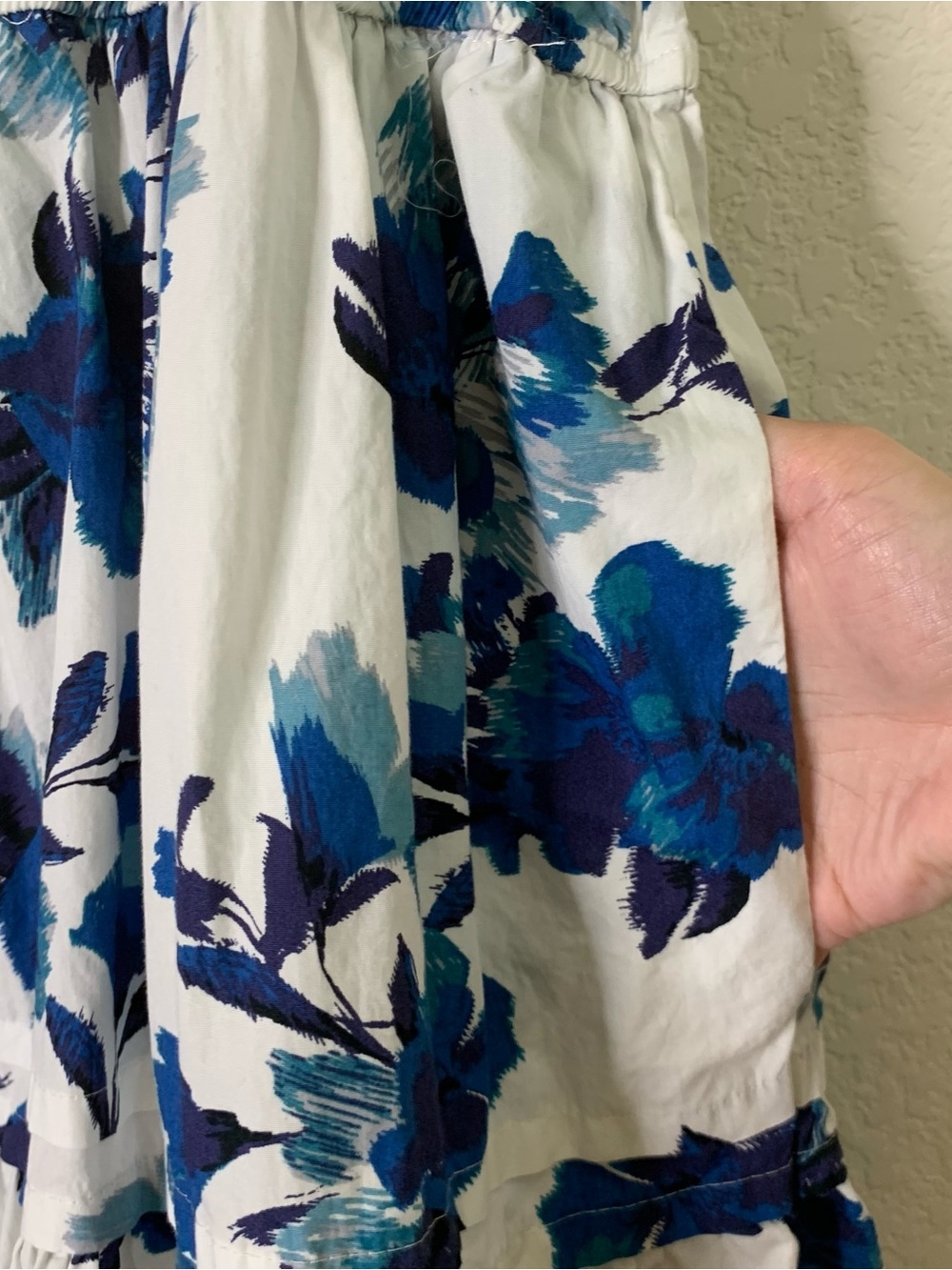 Anthropologie The Somerset Blue Floral Cotton Mini Dress Size Large - Picture 4 of 11